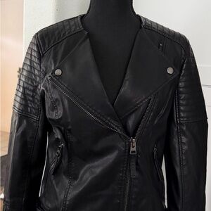 Topshop Black Leather Biker Jacket